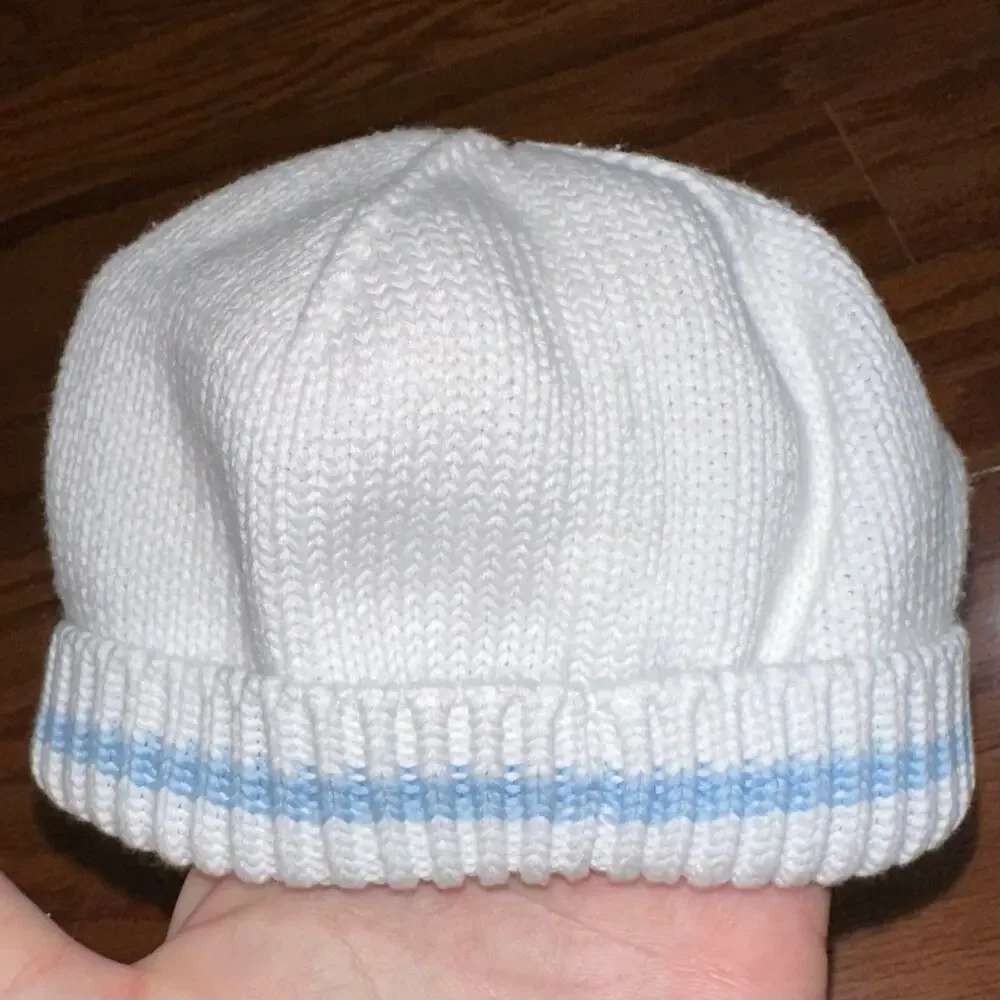 Janie and Jack White Blue Baby Boy Embroidered Dog Puppy Cotton Beanie Cap 0-3M